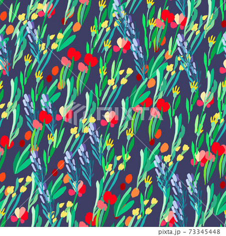 Seamless pattern with flowers, plant vector background. Seamless pattern with flowers, plant vector background. 73345448
