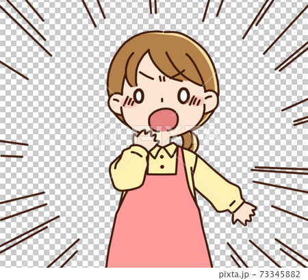 主婦・女性保育士　集中線あり　ビックリする 73345882