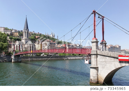 View of the city of Lyon with Saone river, France View of the city of Lyon with Saone river, France 73345965
