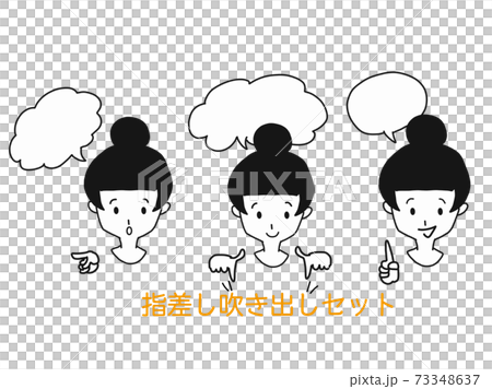 Monochrome female face only pointing balloon set Monochrome female face only pointing balloon set 73348637