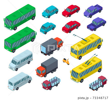 Color Car Sign Icon Set 3d Isometric View. Vector Color Car Sign Icon Set 3d Isometric View. Vector 73348717