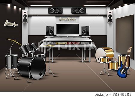 Realistic Recording Studio Vector Stock Illustration