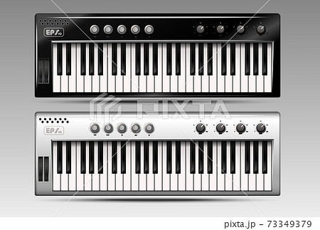 Set Of Realistic Midi Keyboards Vector のイラスト素材