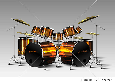 Set of Realistic drum kit. Vector. 73349797