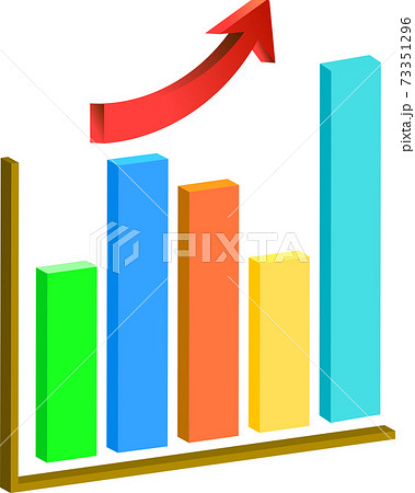 立体的な右肩上がりの棒グラフのイラスト素材