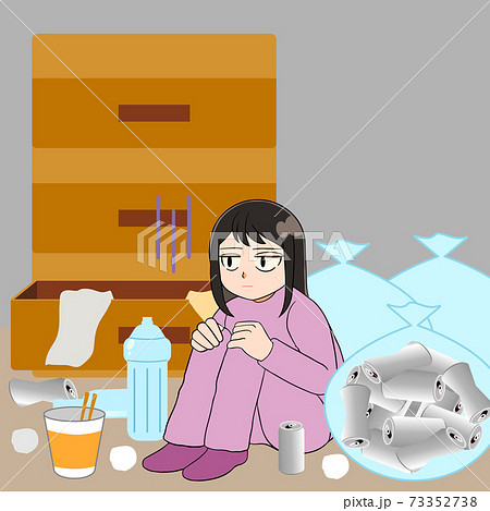 汚い部屋と女性　イラスト 73352738