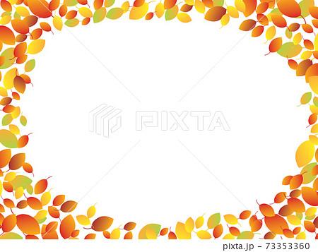 秋に色づいた葉っぱのフレームイラストのイラスト素材