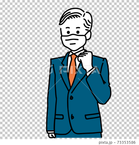 A businessman in a suit wearing a mask and doing a guts pose A businessman in a suit wearing a mask and doing a guts pose 73353586