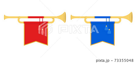 Golden horn trumpets vector illustration in flat style 73355048
