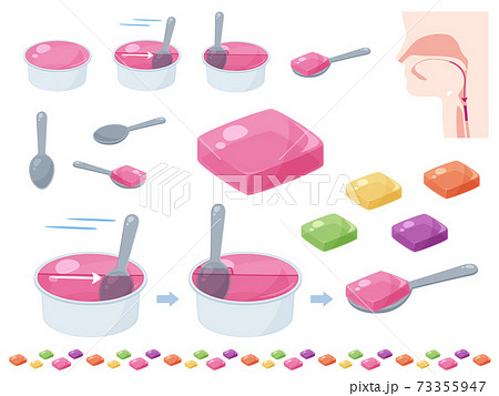 嚥下 スライスゼリーのイラスト素材セットのイラスト素材