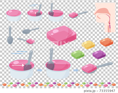 嚥下_スライスゼリーのイラスト素材セット 73355947