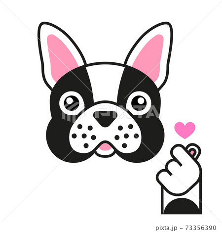French Bulldog Loves K Pop Sticker On Whiteのイラスト素材