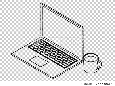 Laptop Line Art Illustration On Transparent Stock Illustration