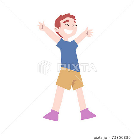 Cute Happy Smiling Little Boy Cartoon Style Vector Illustration on White Background 73356886