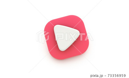 Play red icon shape symbol. 3D rendering 73356959