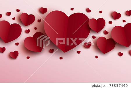 Valentines day card design of red hearts on pink background vector illustration 73357449