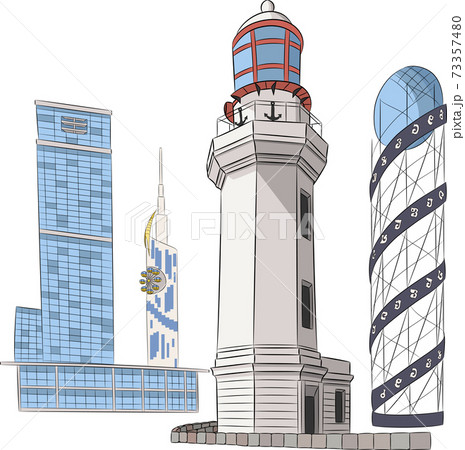Batumi. Lighthouse, skyscrapers, alphabet. Batumi. Lighthouse, skyscrapers, alphabet. 73357480