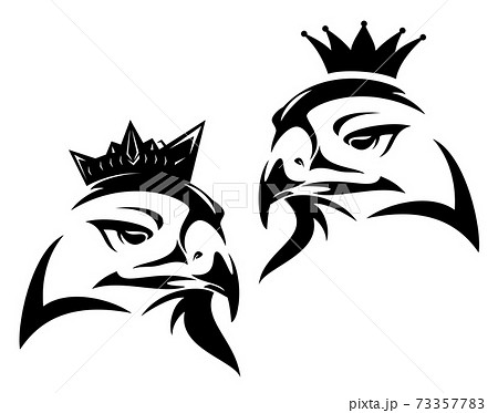 royal eagle or hawk bird wearing crown black vector portrait 73357783