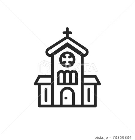Church color line icon. Isolated vector element. Church color line icon. Isolated vector element. 73359834