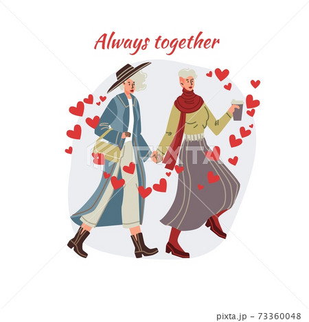 Flat cartoon homosexual characters couple,Valentine Day greeting card vector illustration concept Flat cartoon homosexual characters couple,Valentine Day greeting card vector illustration concept 73360048