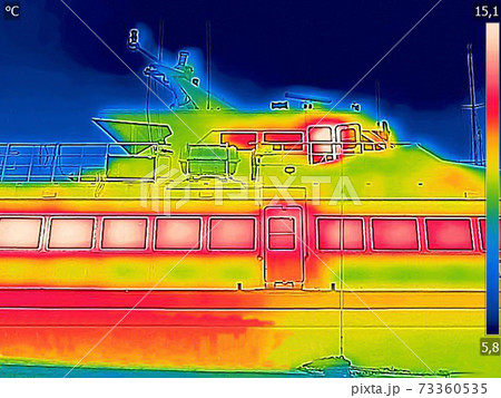 Detecting Heat Loss Outside anchored luxury private motor yacht Using Infrared Thermal Camera 73360535