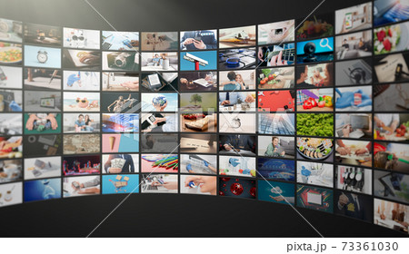 Television streaming, multimedia wall concept 73361030