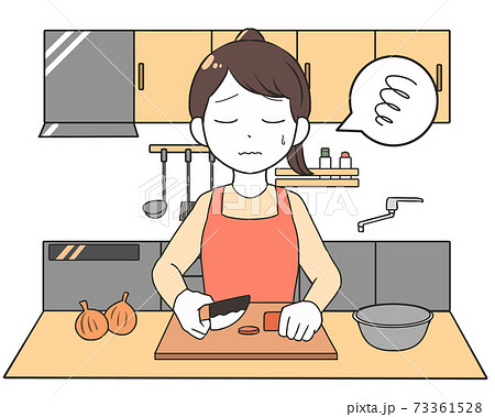 料理 野菜を切る 苦手 女性のイラスト素材