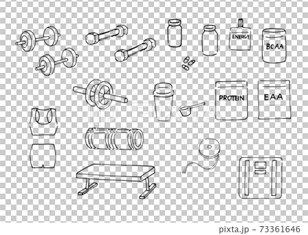 Diet training line art set 73361646