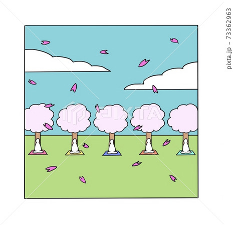 コロナと桜のイラスト 73362963