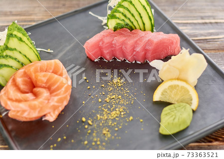 Salmon and tuna sashimi set. Salmon and tuna sashimi set. 73363521