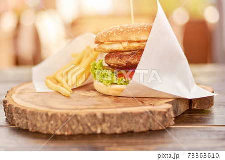 Big burger with beef. Big burger with beef. 73363610