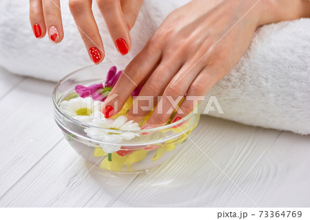 Well manicured nails in spa. Well manicured nails in spa. 73364769