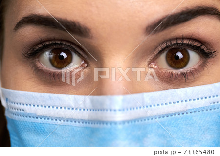 Close up widely opened eyes of doctor. Close up widely opened eyes of doctor. 73365480