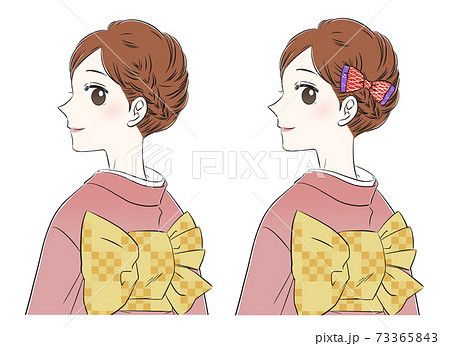 二枚セット 和装の髪飾り リボンのイラスト素材