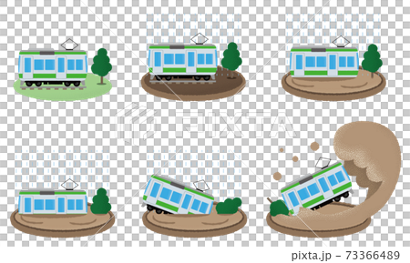 矢量插圖集的火車被大雨損壞 矢量插圖集的火車被大雨損壞 73366489