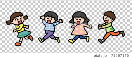 走る子どもの手描きイラスト 73367176