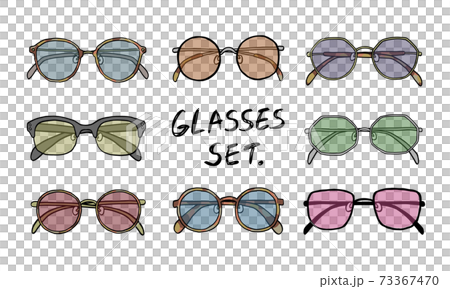 Fashionable Glasses Set Color Lens Stock Illustration