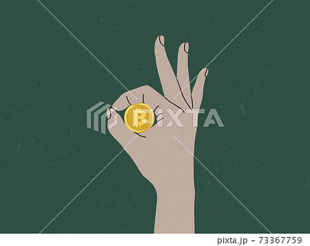 Hand making OK sign around bitcoin, bitcoin is good currency concept Hand making OK sign around bitcoin, bitcoin is good currency concept 73367759