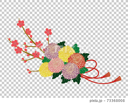 和風の花のフラワーアレンジメントのイラスト素材