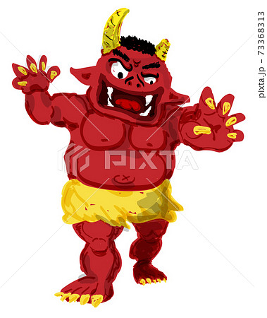向かってくる赤鬼のイラスト素材 [73368313] - PIXTA