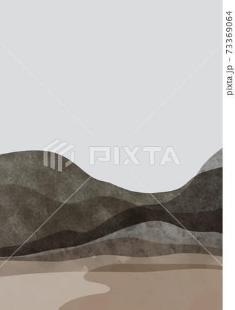 Abstract mountain landscape, oriental style. Minimalist design. Abstract water color. vector background illustration. 73369064