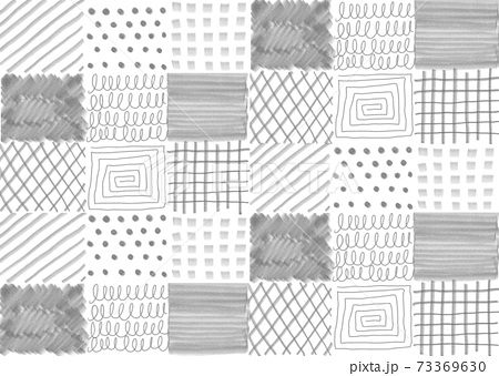 いろいろな模様 手描き 鉛筆 アナログ感 背景素材のイラスト素材