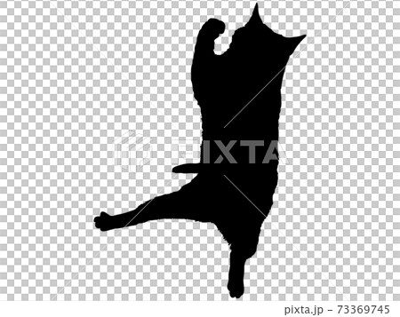 ジャンプする猫のシルエットのイラスト素材