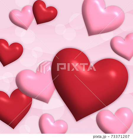 バレンタインの背景　立体ハート　正方形 73371207