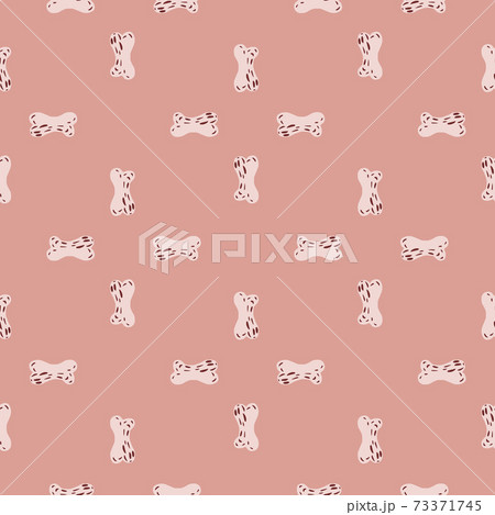 Cute seamless pattern in animal style with pets bone toys ornament. Pink pastel background. Cartoon design. 73371745