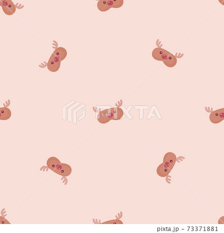 Mask deer brown chaotic seamless pattern on pastel pink background. Children graphic design element for different purposes. 73371881