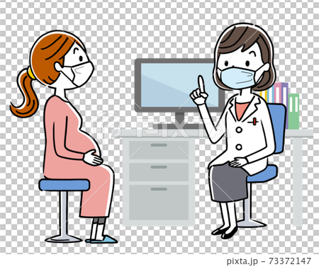 ベクターイラスト素材 マスクを付けて診察する医師と患者のイラスト素材