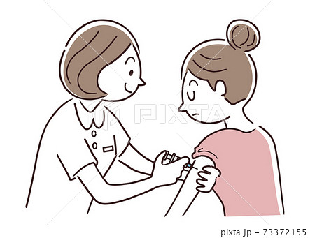 ベクターイラスト素材 注射を打ってもらう女性 ワクチン接種 予防注射のイラスト素材