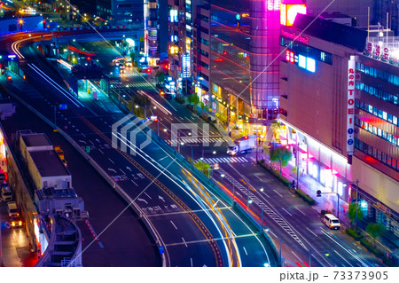 西銀座ジャンクションと外堀通りの交通　銀座の夜景【都会イメージ】 73373905