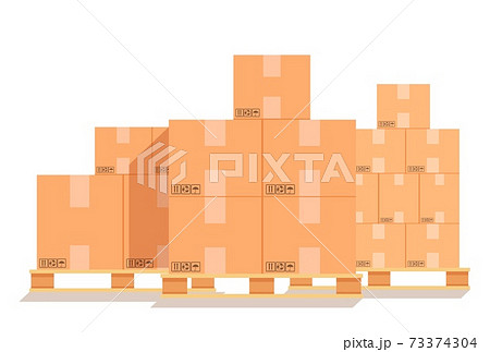 Cardboard boxes on a wood pallet. Cardboard boxes on a wood pallet. 73374304